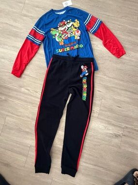 Nintendo Super Mario Multicolor Logo on Black Shirt Tag L ( 10/12)